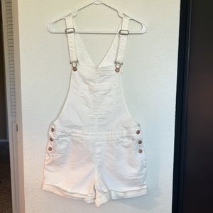 Old navy white short overalls, Small